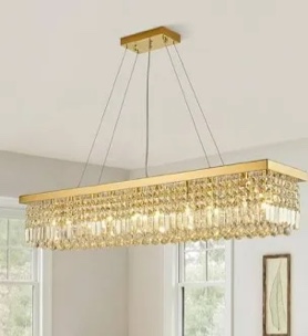 Frieson Modern Crystal Dimmable Kitchen Island Gold Rectangle Chan