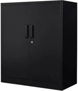 yizosh metal garage storage cabinet with 2 doors and 2 adjustable shelves - 35.5" steel lockable file locking counter cabinet for home office,gym,school?black?