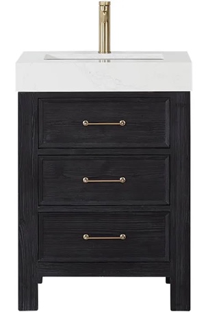 24'' Single Freestanding Bathroom Vanity With Ceramic Top and Two Drawers