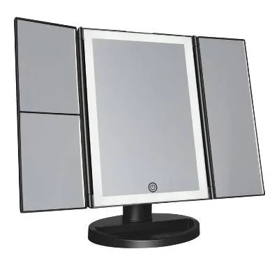 Deylani Touch Trifold 2.0 LED Makeup Mirror with Magnification Iron Framed Lighted Makeup Mirror