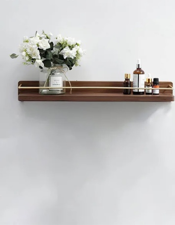 Dandre Modern Brass Wooden Shelf