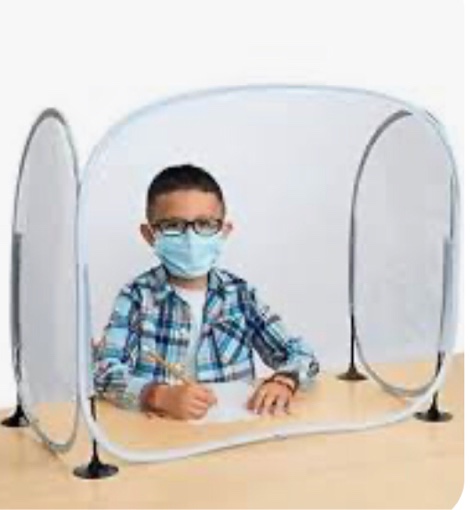 Sneeze Guard Desk Shield – Plastic Divider Screen for Desk, Table or Counter - Fold-Up Portable Barrier – Classroom or Office Shield