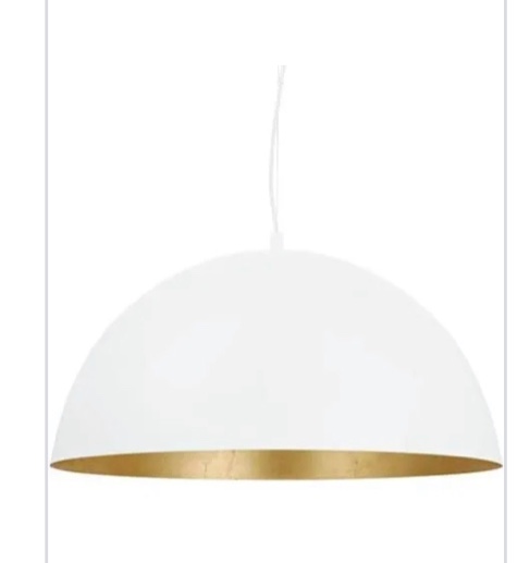 large white glass pendant light gold on inside 557-1038401