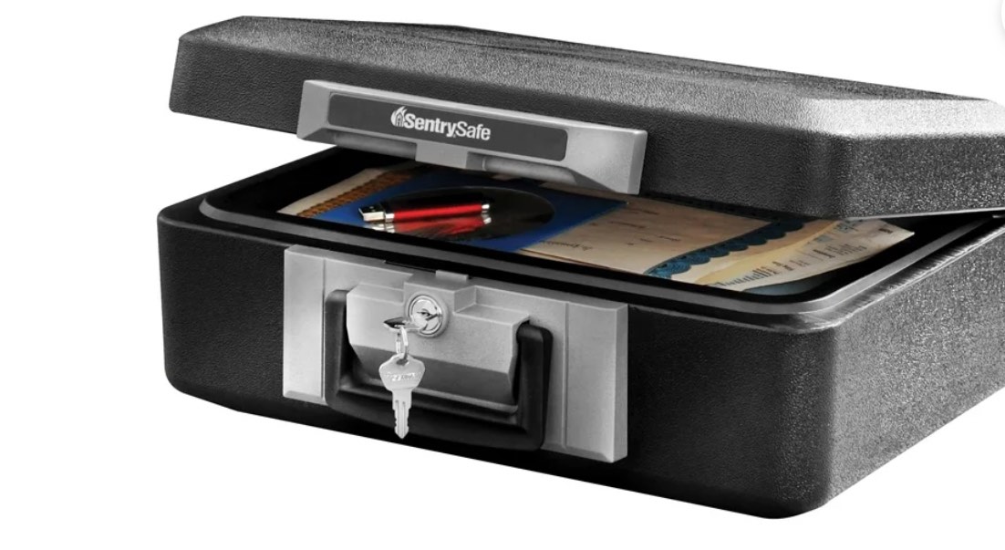 SentrySafe 1160 Fire-Resistant Box Safe with Key Lock 0.25 cu. ft., Black
