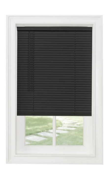 Achim GII Morningstar Indoor Cordless Black Vinyl Light Filtering Window Mini Blind, 64" L x 26" W