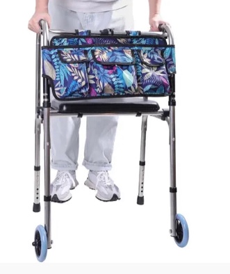 Folding Walker for Seniors with Detachable Seat?Rolling Walker with Wheels?Adjustable Height Walker with Bag blue wheels