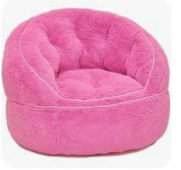 heritage kids plush faux fur bean bag pink