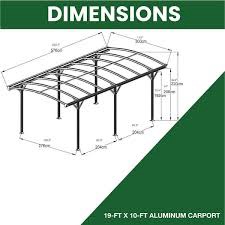 Hanover 10 ft. x 19 ft. Arch-Roof Aluminum Carport 
