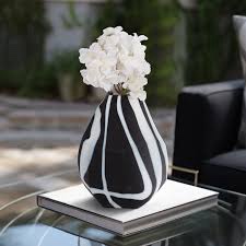 Modern Neutral Glass Black Abstract Abstract Contemporary Vase