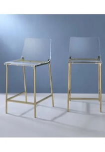 ACRYLIC SET OF 2 ANTONIO COUNTER STOOLS- GOLD