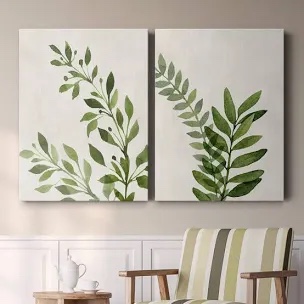 Botanical Wash | - 2 Piece Painting Print Set on Canvas