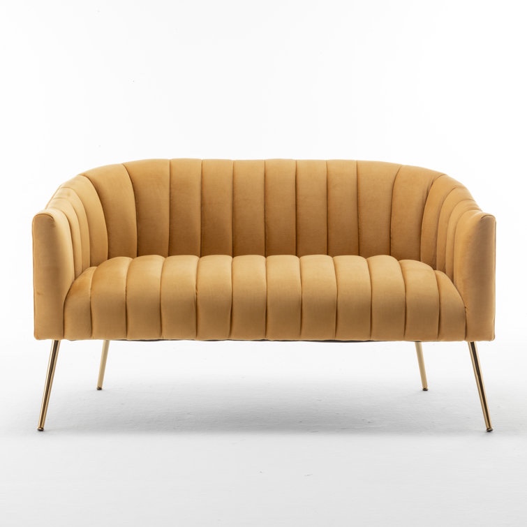murrow 50.6 recessed, arm, loveseat, mustard
