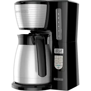 BLACK+DECKER 12-Cup Thermal Programmable Coffee maker, Brew Strength Selector, Auto-clean, Black and Silver