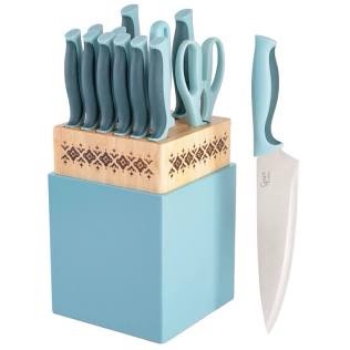 Spice by Tia Mowry Savory Saffron 14-Piece Cutlery Set - Aqua Blue