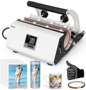 Gigu Tumbler Heat Press Machine for 20oz-30oz Sublimation Blanks Tumblers Press, 11-16oz Mug Press with Sublimation Paper Heat Tape & Gloves, Coffee Mugs Cup Press Glass Water Bottle DIY Heat Transfer