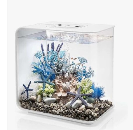 biOrb Flow 15 Acrylic 4-Gallon Aquarium with White LED Lights Modern Compact Tank for Tabletop or Desktop Display, White