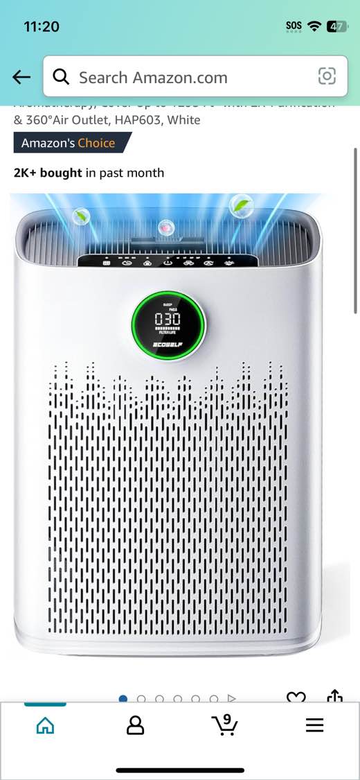 Air Purifiers for Home Large Room, with Smart Mode, PM2.5 Air Quality Display, 22dB Sleep Mode, Aromatherapy, Cover Up to 1295 Ft² with 2X-Purification & 360°Air Outlet, HAP603, White