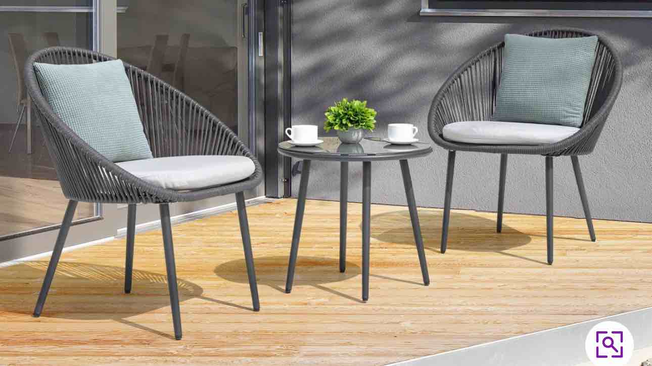 Kulp 3-Piece Bistro Set Outdoor Conversation Chair Set Balcony 