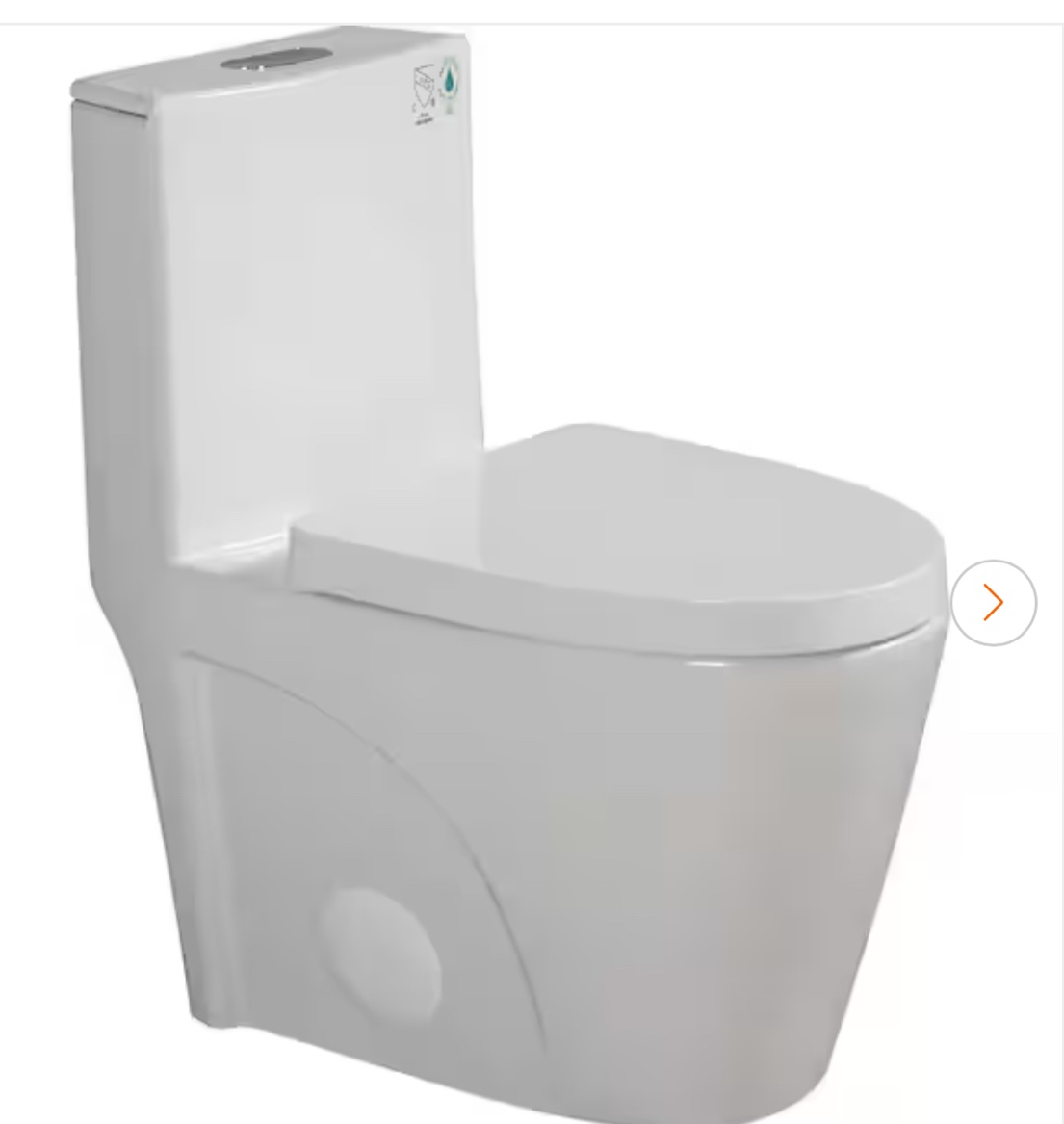 1-Piece Toilet, 1.1/1.60 GPF Water-Efficient Dual-Flush Elongated, Soft Closing Seat, Glossy White 24T01-GW