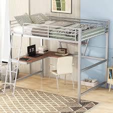 (Incomplete! Boxes 1 of 2!) WF303932AAN Full Size Loft Metal&MDF Bed with Desk and Shelf,