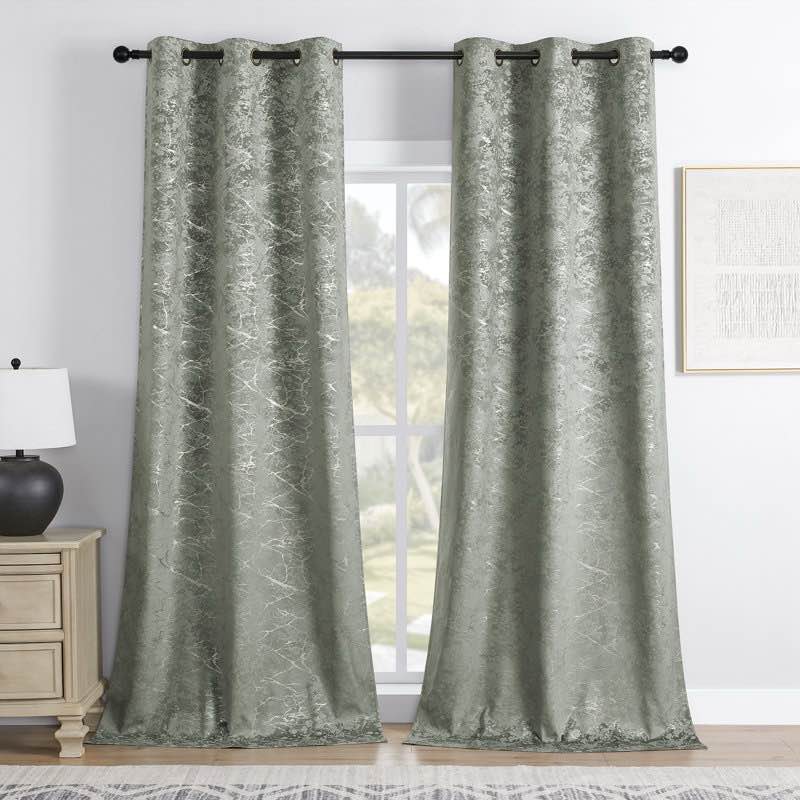 Room Darkening with Gold Foil Print 2 Panel Set (Set of 2)