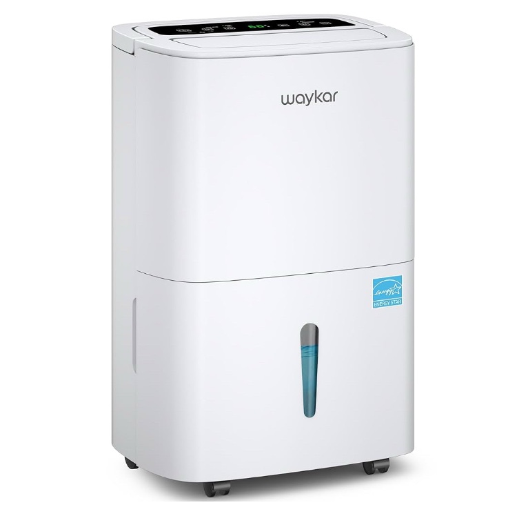 Waykar 80 Pints Energy Star Home Dehumidifier for Spaces up to 5,000 Sq. Ft at Home, in Basements and Large Rooms with Drain Hose, Handle, Auto Defrost and Self-Drying.
