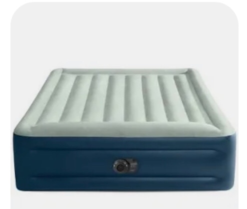 Intex Elevated 18" Pillow Rest Queen Air Mattress with Internal Pump - Off-White/Blue