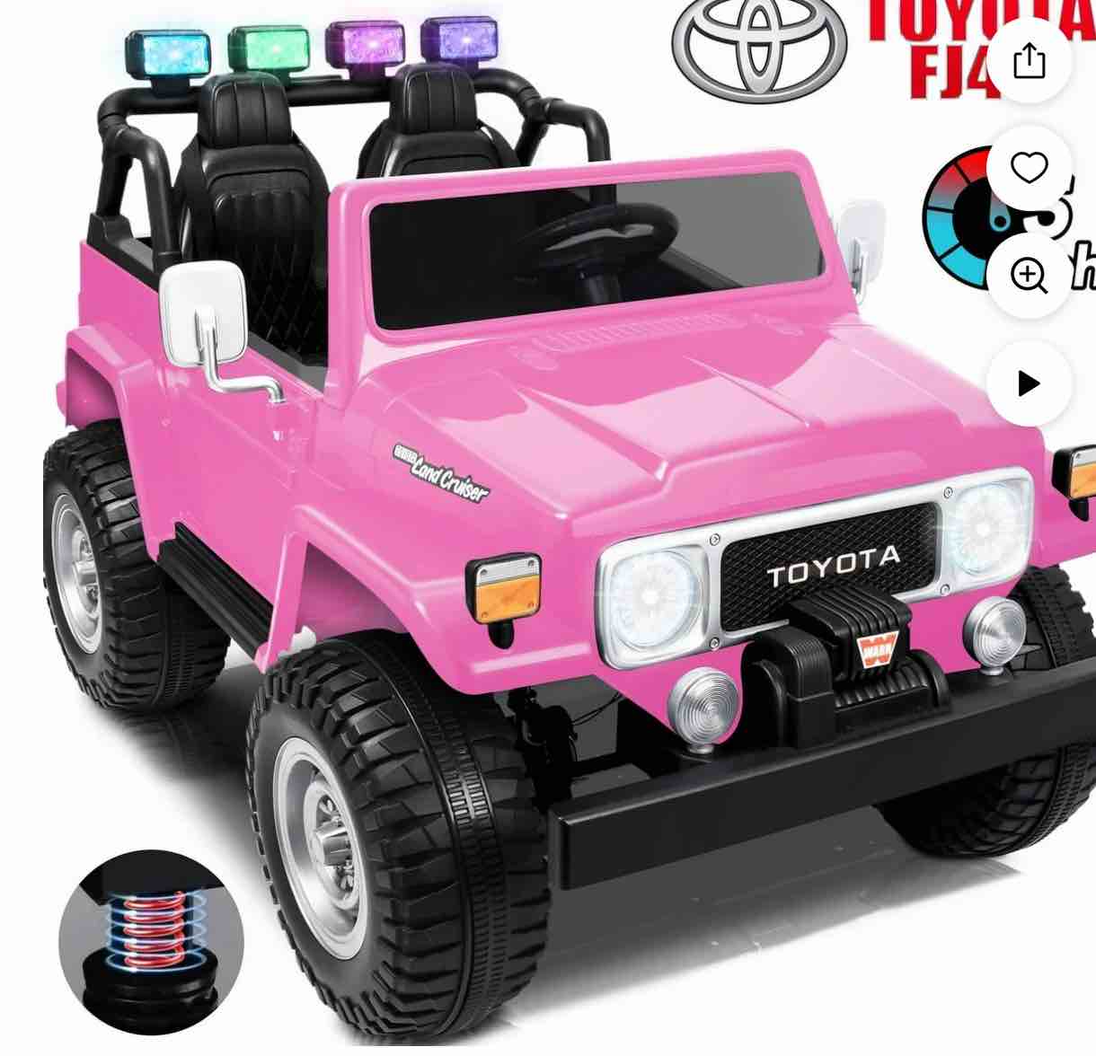 Toyota FJ40 24V Kids Ride on Car,Wisairt 2 Seater Battery Powered Electric Vehicle w/ Remote Control,Bluetooth,LED Lights(Pink) INCOMPLETE BOX 2 of 2 ONLY 