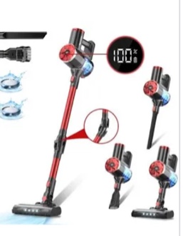 prettycare cordless stick vacuum red 