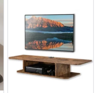FITUEYES Concise Floating TV Stand Shelf - Wall Mounted Entertainment Center Media Console Component Wall Cabinet, walnut , 50"