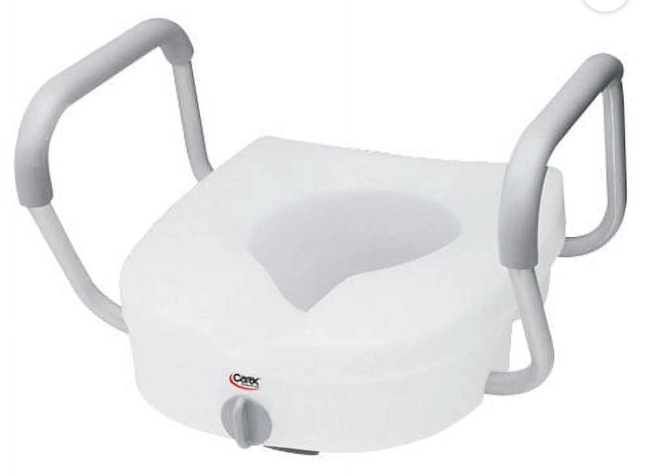 Carex EZ Lock Raised Toilet Seat with Handles, Adjustable Removable Arms, Adds 5", 300 lb Capacity