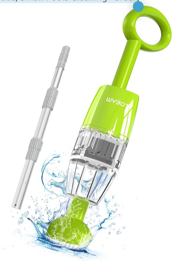 WYBOT (2024 Upgraded) Handheld Pool Vacuum with Telescopic Pole, Strong Suction for Deep Cleaning, 60 Mins RunningTime, Rechargeable Cordless Pool Cleaner for Spas/Hot Tubs/Small Pools Cleaning -Green