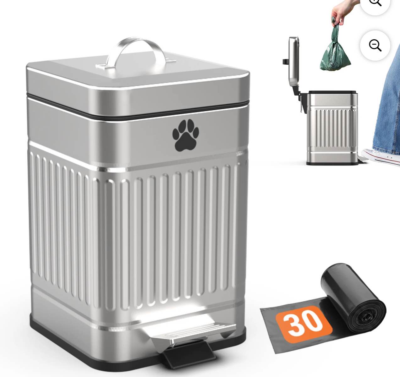 Pupzle Dog Poop Trash Can Outside, Trash Can for Dog Poop, 1.3 Gal, Steel