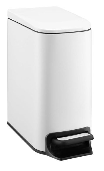 TIPGO Slim Bathroom Trash Can with Lid Soft Close, Step Pedal, 6 Liter / 1.6 Gallon Stainless Steel Small Garbage Can with Removable Inner Bucket, Anti-Fingerprint Finish (White)