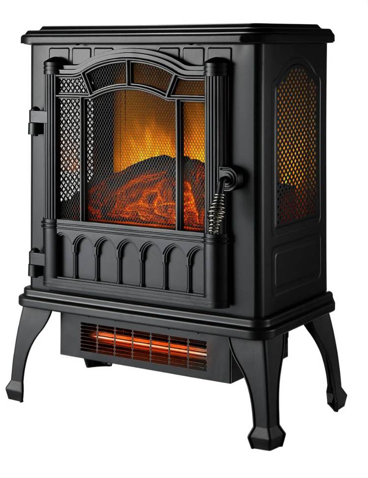 Mainstays New 2-Setting 3D Electric Stove Heater with Life-like Flame, Black