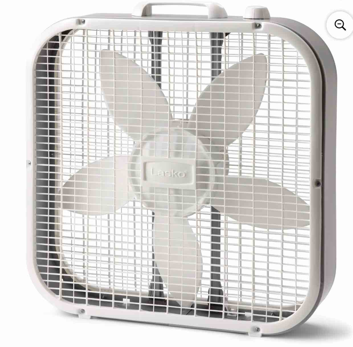 Lasko 20" Classic Box Fan with Weather-Resistant Motor, 3 Speeds, 22.5" H, White, B20200, New