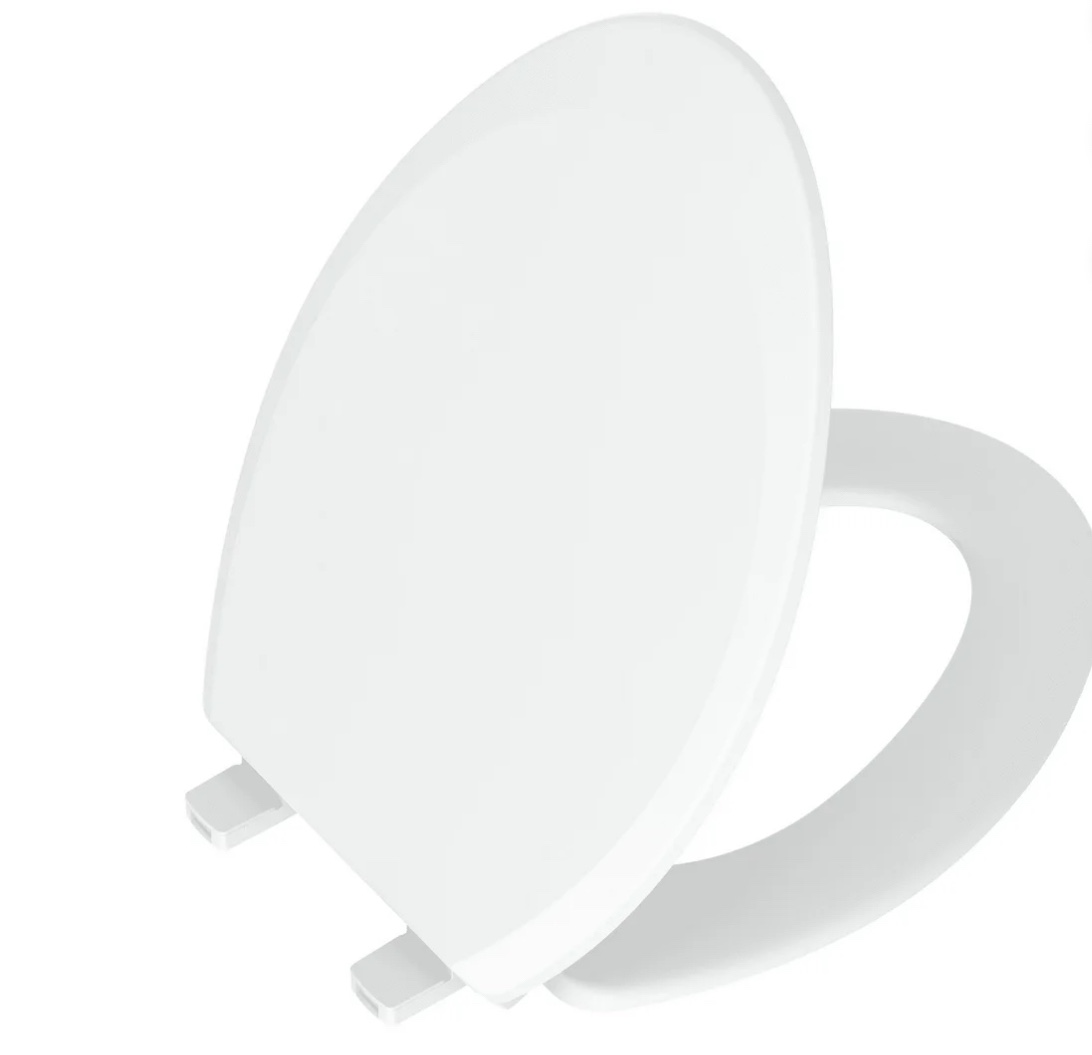 Mainstays Plastic Elongated Toilet Seat in Daisy White