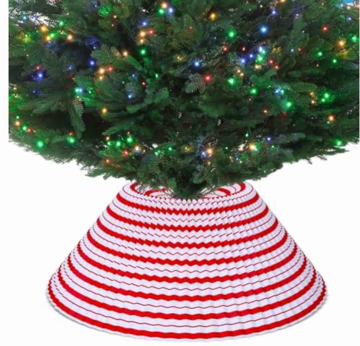 28'' Christmas Tree Collar Christmas Tree Collar Stand Xmas Tree Collar Stand Cover Holiday Tree Stand Base Cover for Xmas Holiday Home Tree Decoration(Normal Style,Red Glitter)