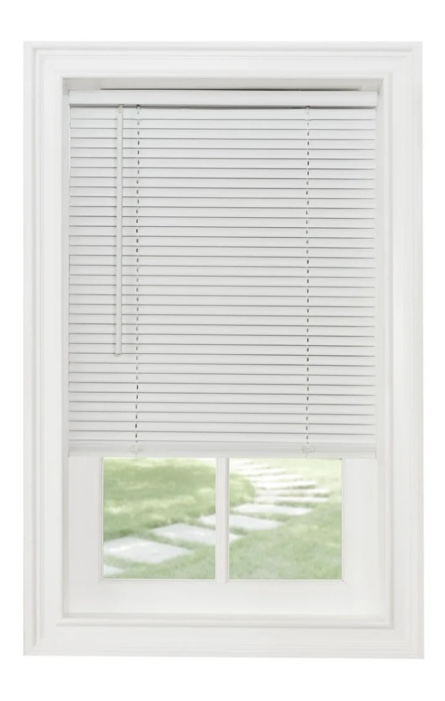 Achim GII Morningstar Indoor Cordless Vinyl Light Filtering Window Mini Blind, Pearl White, 64" L x 30" W