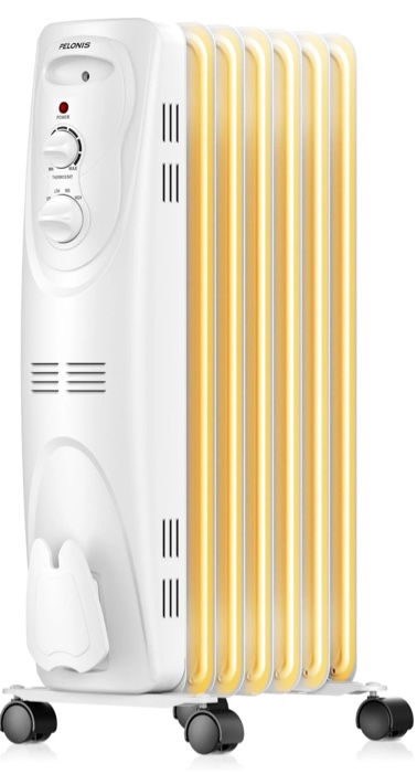 Pelonis Basic Electric Oil Filled Radiator,  Space Heater with Adjustable Thermostat,  PHO15A2AGW,White