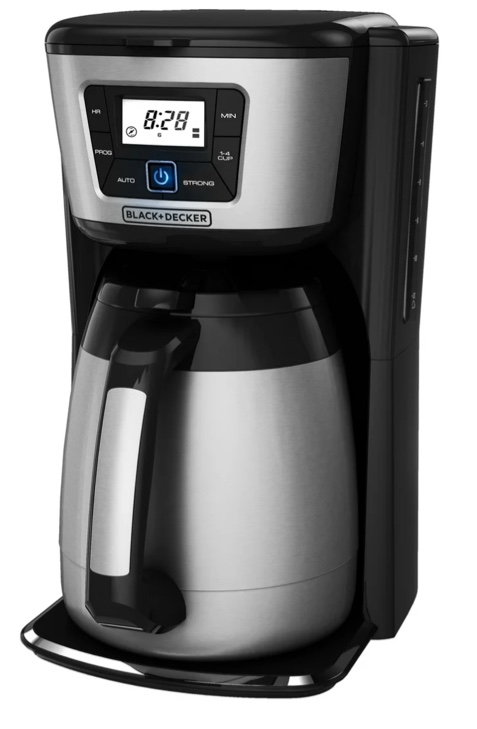 BLACK+DECKER 12-Cup Thermal Coffee Maker, Keep Coffee Hot with Insulated Stainless Steel Carafe, Digital Controls, Easy to Clean.