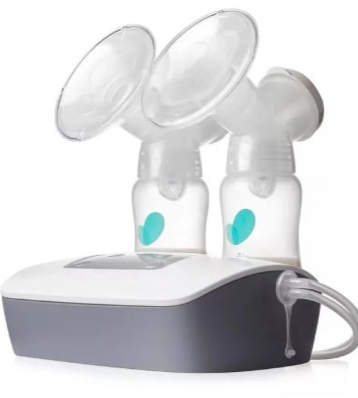 Evenflo Advanced Double Electric Breast Pump with Breastshields and Milk Storage Bottles, Clear