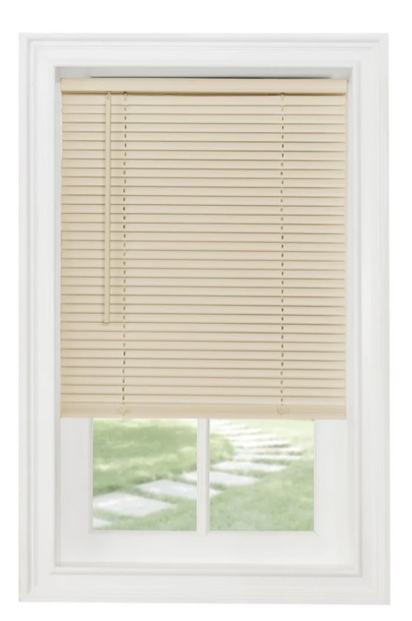 Achim GII Morningstar Cordless Vinyl Light Filtering Window Mini Blind, Alabaster, 64" L x 44" W
