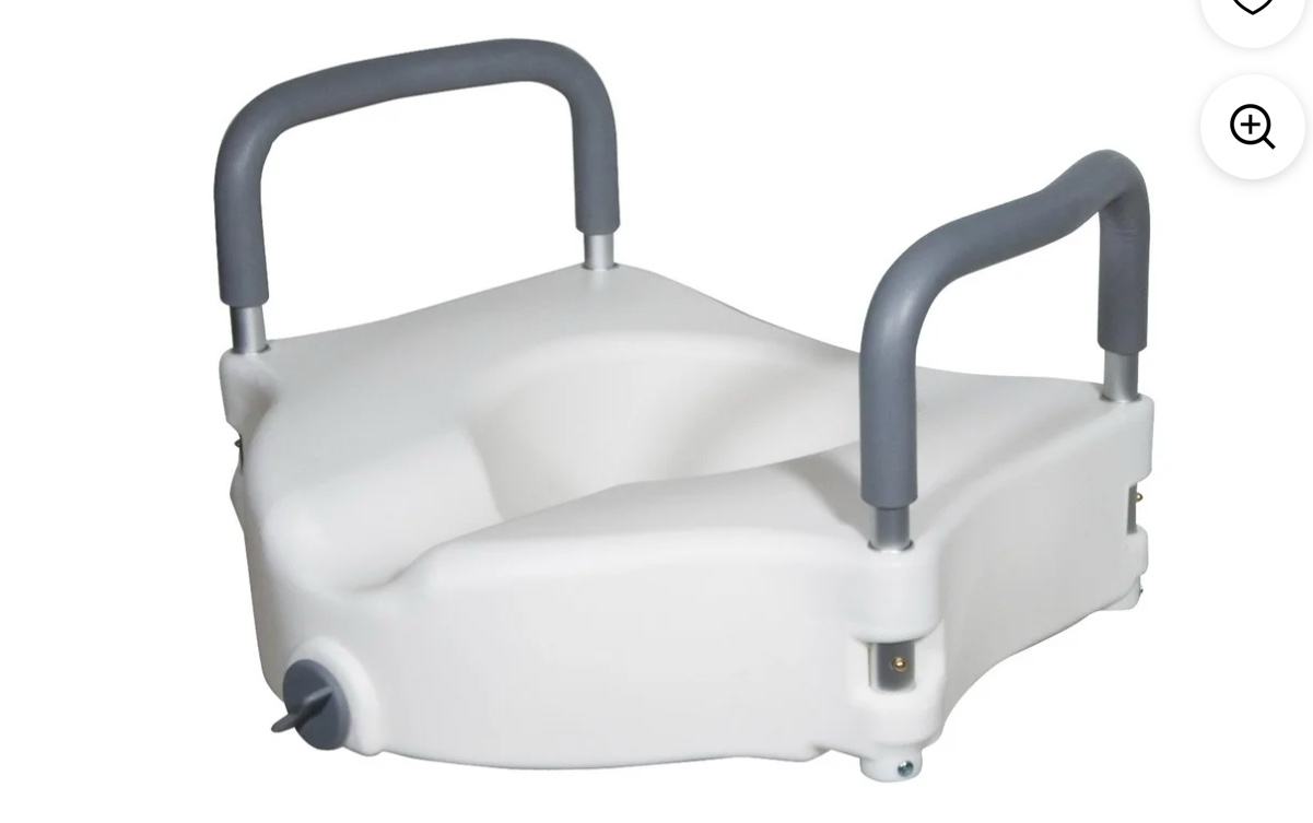 Drive Medical Elevated Raised Toilet Seat with Removable Padded Arms, Fits Most Toilets