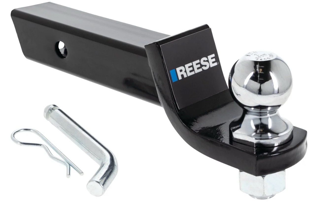 Reese Towpower 21536 Trailer Hitch Ball Mount Starter Kit, Fits 2 Inch Square Receiver, 2 Inch Drop, 6,000 lbs. Capacity, Includes 2 Inch Trailer Ball and Pin & Clip, Black