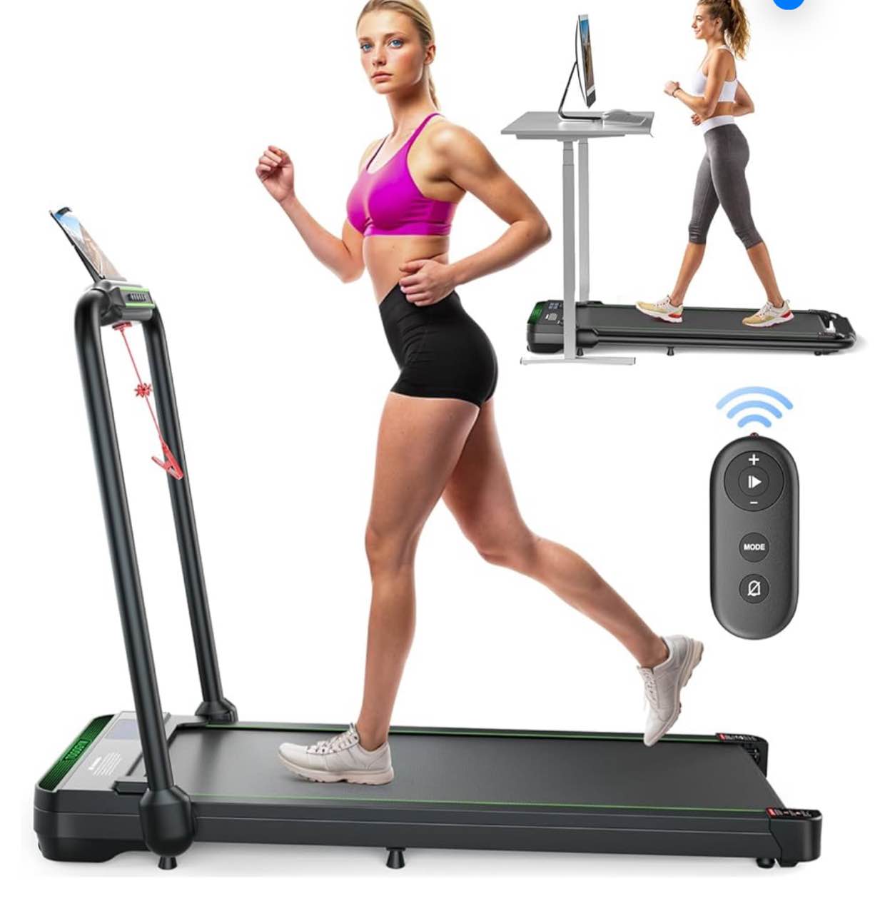 Foldable Treadmill, 300 lb Capacity Walking Pad 2.5HP Treadmill Under Desk, Portable Treadmill for Home and Office, Folding Treadmill 2 in 1 with Remote Control, LED Display ( Missing Remote and Power Cable)
