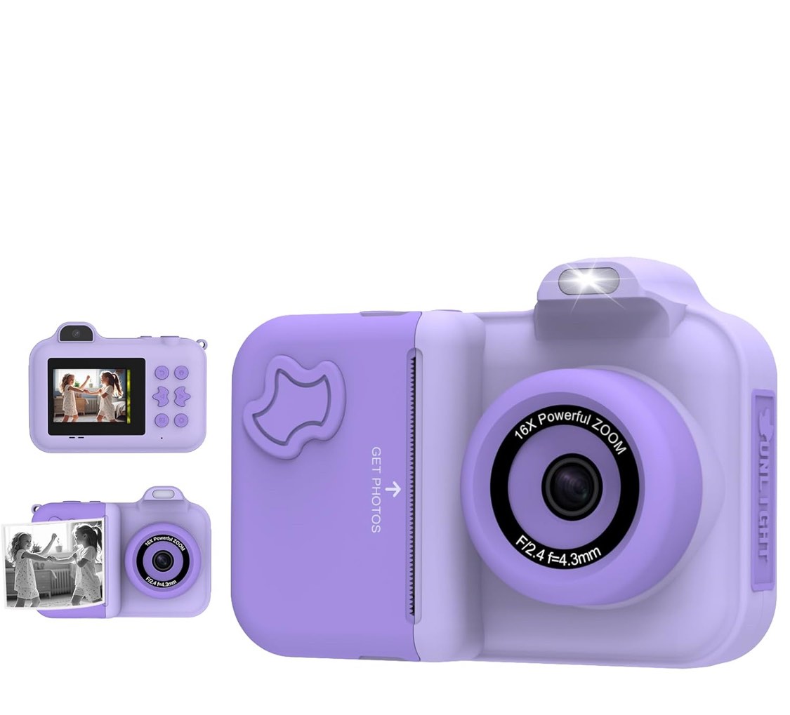Kids Camera Instant Print, Christmas Birthday Gifts Toys for Girls Boys Age 4 5 6 7 8 9 10 11 12 Years Old,1080P HD Dual-Lens Selfie Digital Camera with 5 Rolls Print Paper Stickers Pens & 32G Card