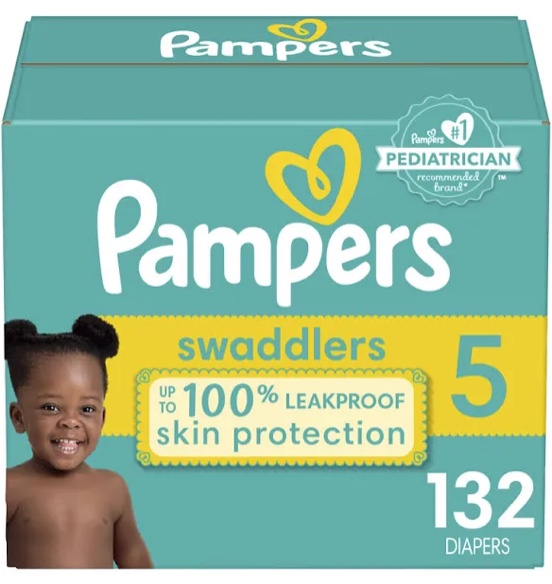 pampers swaddlers diapers size 5  132 count 
