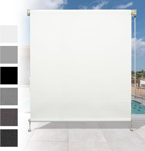 Osimlead Cordless Outdoor Roller Shade Patio Roll Up Shade Blinds for Deck Porch Balcony Backyard (6' W X 6' L, Grey)