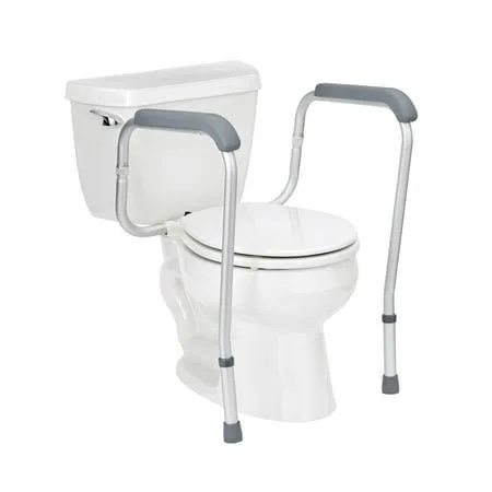 medline - guardian toilet safety rails, 300-lb. weight capacity, one pair for one toilet - silver